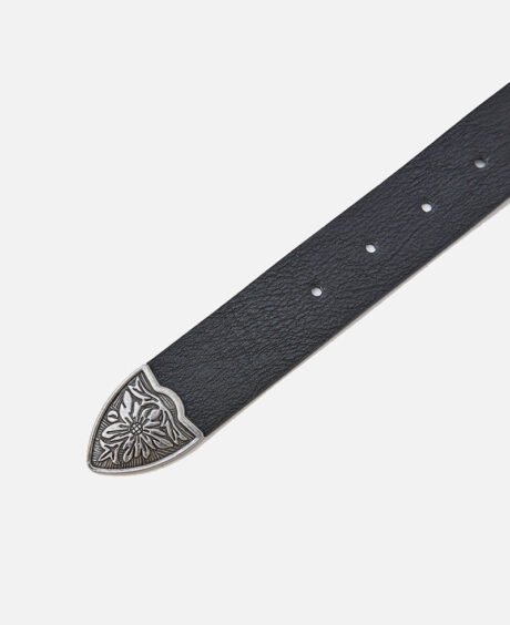 Nappa leather belt with floral pattern