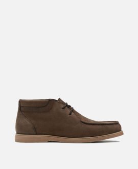 Brown nubuck leather hight-top deck shoes