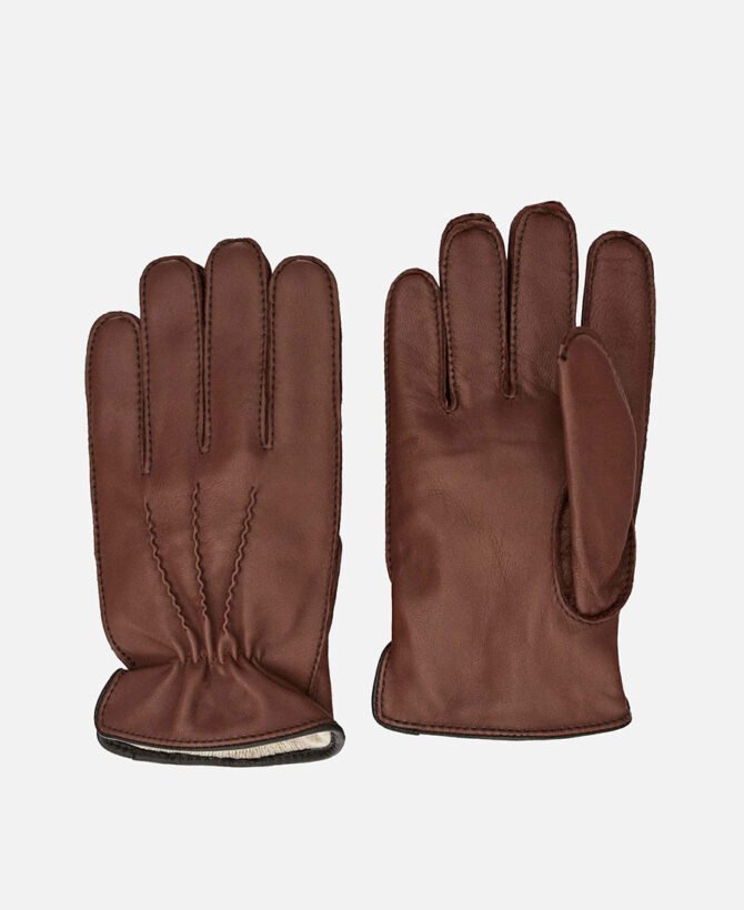 Leather, wool and cashmere gloves