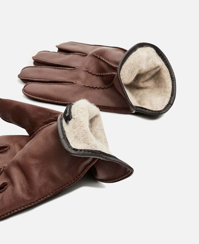 Leather, wool and cashmere gloves