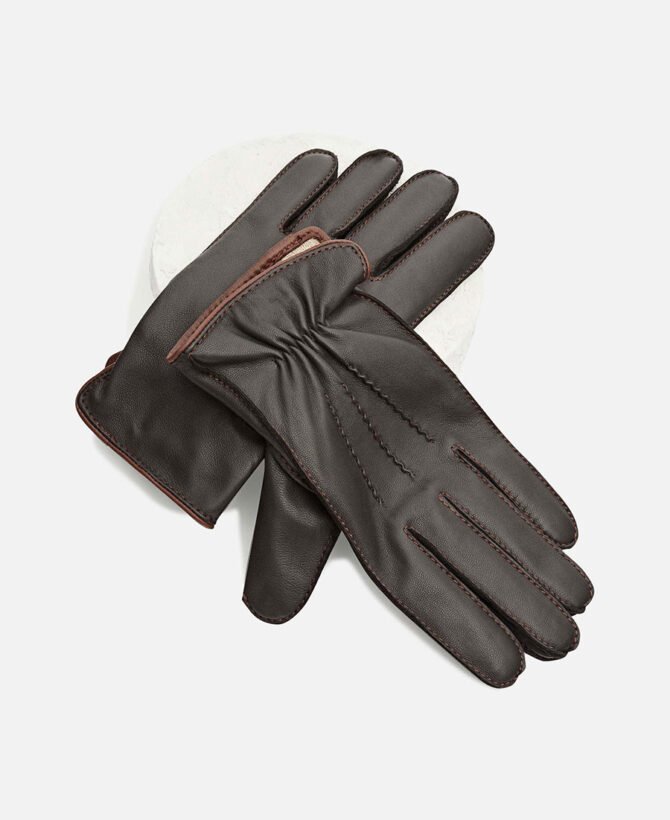 Leather, wool and cashmere gloves