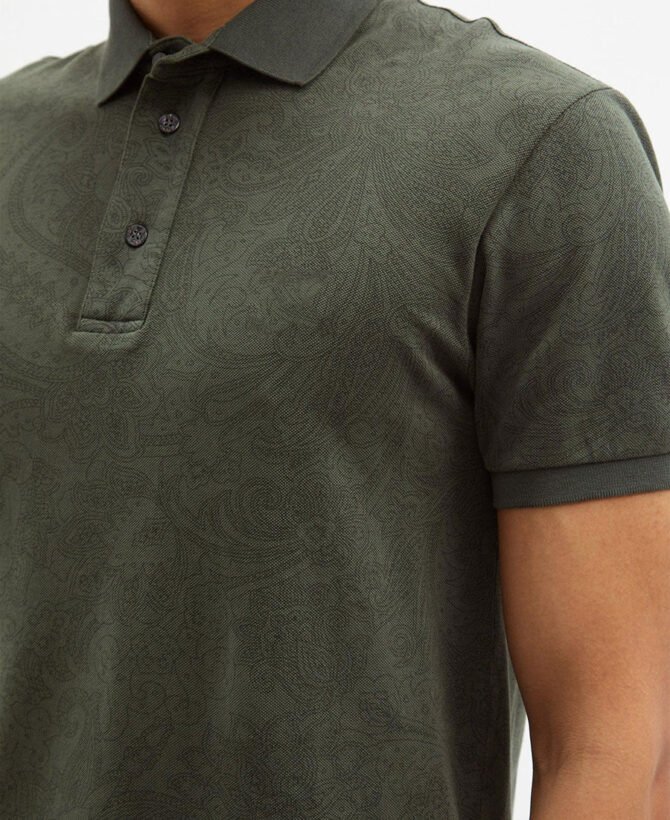 Paisley-print cotton polo shirt